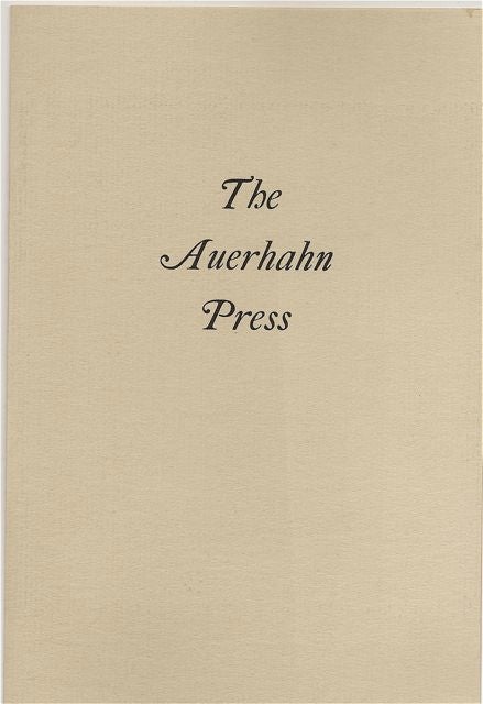 Item #1173 THE AUERHAHN PRESS. Auerhahn Press, Catalogue.