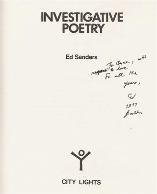 Item #1175 INVESTIGATIVE POETRY. Ed SANDERS