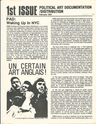 Item #1366 1st ISSUE: Political Art Documentation/Distribution (February 1981), (later called...