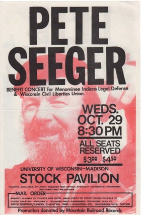 Item #1446 PETE SEEGER BENEFIT CONCERT Poster. PETE SEEGER, MENOMINEE INDIANS