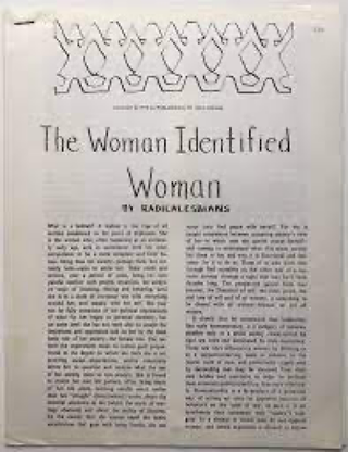 Item #1893 The Woman Identified Woman. Radicalesbians
