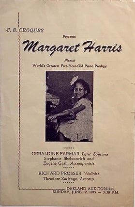 Item #201235 [HARRIS, Margaret]. C.B. Croques presents Margaret Harris, pianist. World's...