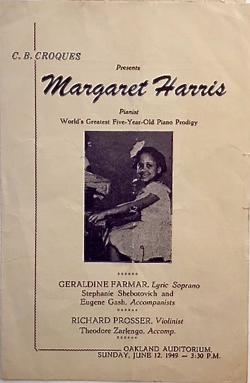 Item #201235 [HARRIS, Margaret]. C.B. Croques presents Margaret Harris, pianist. World's greatest five-year-old piano prodigy