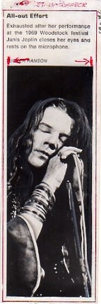 Item #201242 JANIS JOPLIN [Press Photograph by Tucker Ranson] All-out Effort: Exhausted after...
