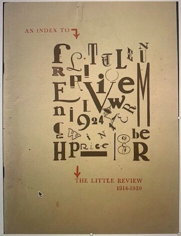 Item #201252 An Index To The Little Review 1914-1929. Kenneth A. LOHF, Eugene P. Sheehy.