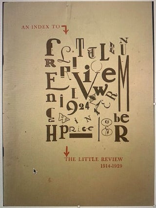 Item #201252 An Index To The Little Review 1914-1929. Kenneth A. LOHF, Eugene P. Sheehy